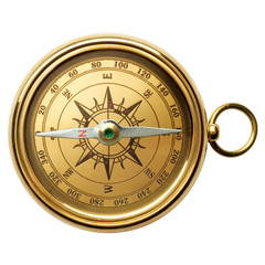 Gold compass on the white background