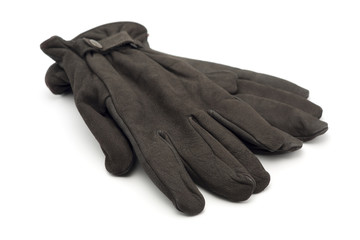 Brown leather gloves