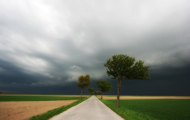 A bad storm along a road in Austria