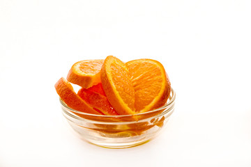 Orange Slices in Small Glass Bowl