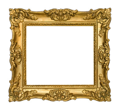 Antique Gold Frame on White Background