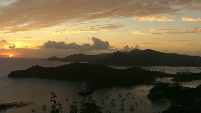 TIme lapse sunset over Antigua (English Harbour)