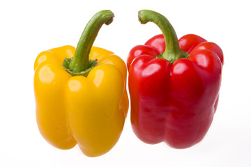 juicy peppers on white background