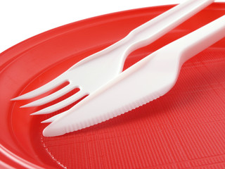 red disposable plate