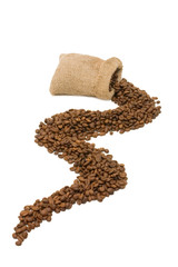 Bag from coffee on white background