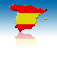 Mapa de España con su bandera