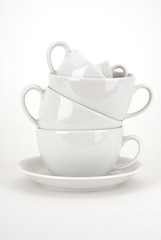 Coffee cups piled