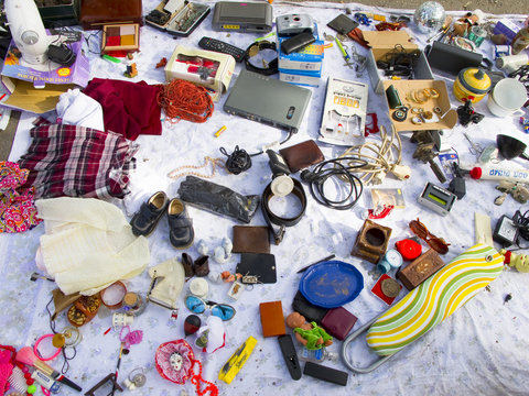 garage sale in street market street of Malaga