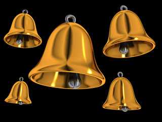 3d render golden bells