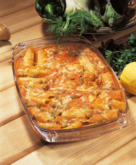 gratin de pennes aux petits pois