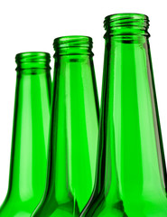top of green bottles isolated