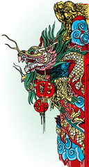 chinese temple dragon detail in Bangkok