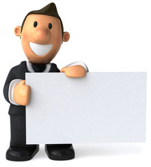 Businessman et panneau blanc