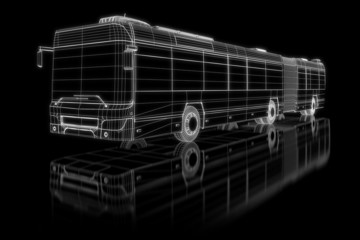 Articulated kneeling bus - perspective 3d construction