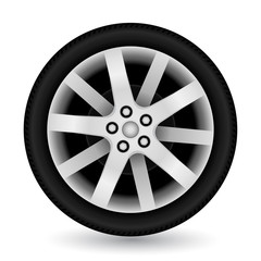 Fototapeta premium Car wheel on white background. Vector illustration.