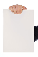 hand with blank card