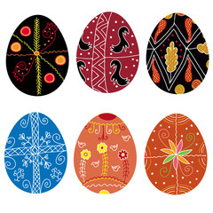 Set of traditional hand drawn easter eggs