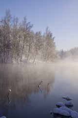 Obraz na płótnie Canvas Winter landscape on the river