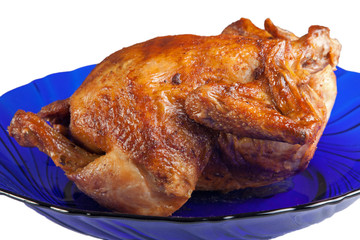 Grilled hen on dish