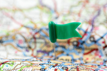 punaise signalétique drapeau vert carte Paris