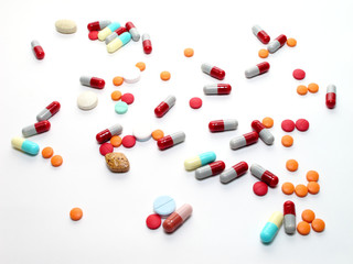 Pills scattered