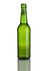 green beer bottle isolated