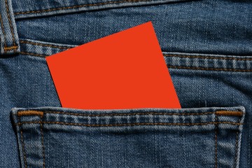 carte, poche, jeans, carton, orange, texte, pantalon, message