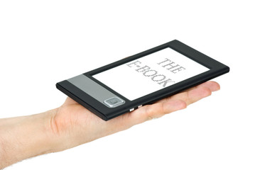 E-book reader lie on palm