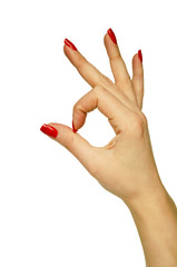 Female hand showing OK sign