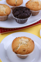 home made sweet strawberry muffins on a plate