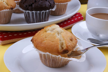 home made sweet strawberry muffins on a plate