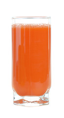 A glass of fresh carrot juice