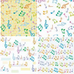 Seamless vector music notes of different colors