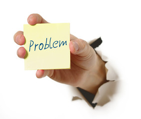 Hand mit Zettel Problem