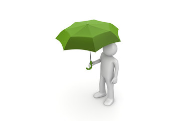 Man Under Green Umbrella