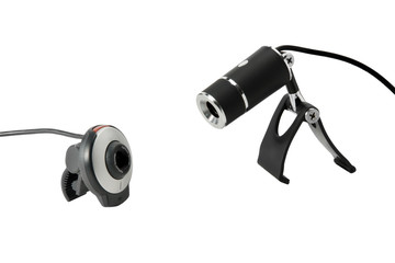 Two web cameras isolated on a white background