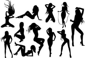 Female Stripper Silhouettes