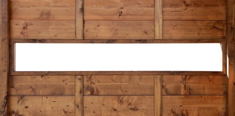 Panoramic wooden window copy space