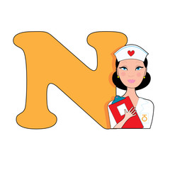 Letter N with a Nurse