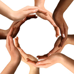 Fototapeta Multiracial Hands Making a Circle obraz