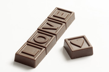 Word Love made of little chocolates