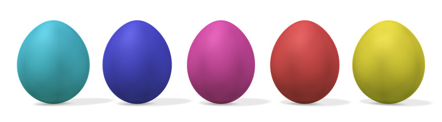 five easter eggs - with clipping path