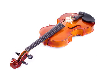 Fototapeta na wymiar Vintage violin over white background