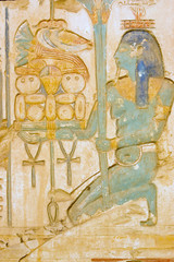 Blue Isis goddess with food tray