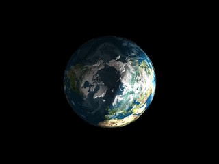 Earth model. Polus view.