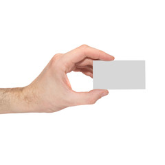 Fototapeta premium Gray card blank in a hand
