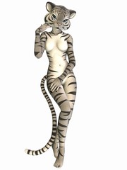 Obraz na płótnie Canvas Cute Toon Figure - White Tiger