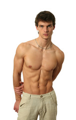 Fototapeta premium Young Muscular Man Isolated on White