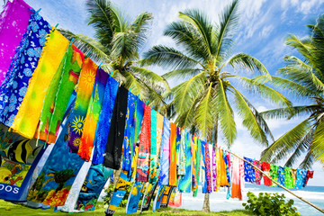 typical fabrics, Bathsheba, East coast of Barbados, Caribbean - obrazy, fototapety, plakaty