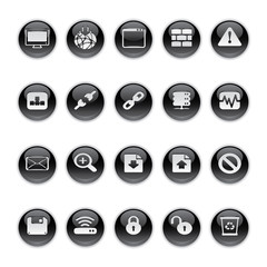 Gel icons in Black - Web and Internet Buttons.
